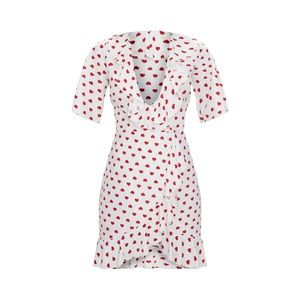 NWT PrettyLittleThing Heart Print Frill Tea Dress